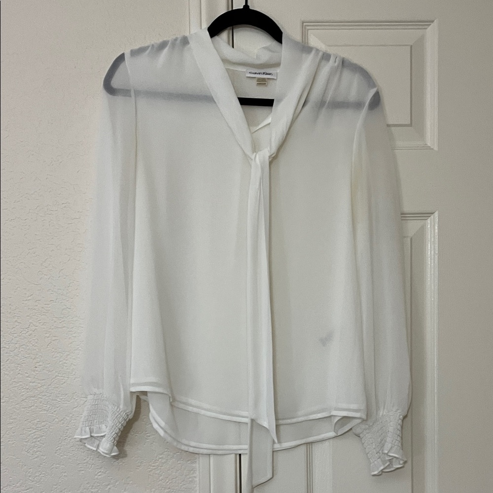 Calvin Klein Ivory Tie-Front Blouse